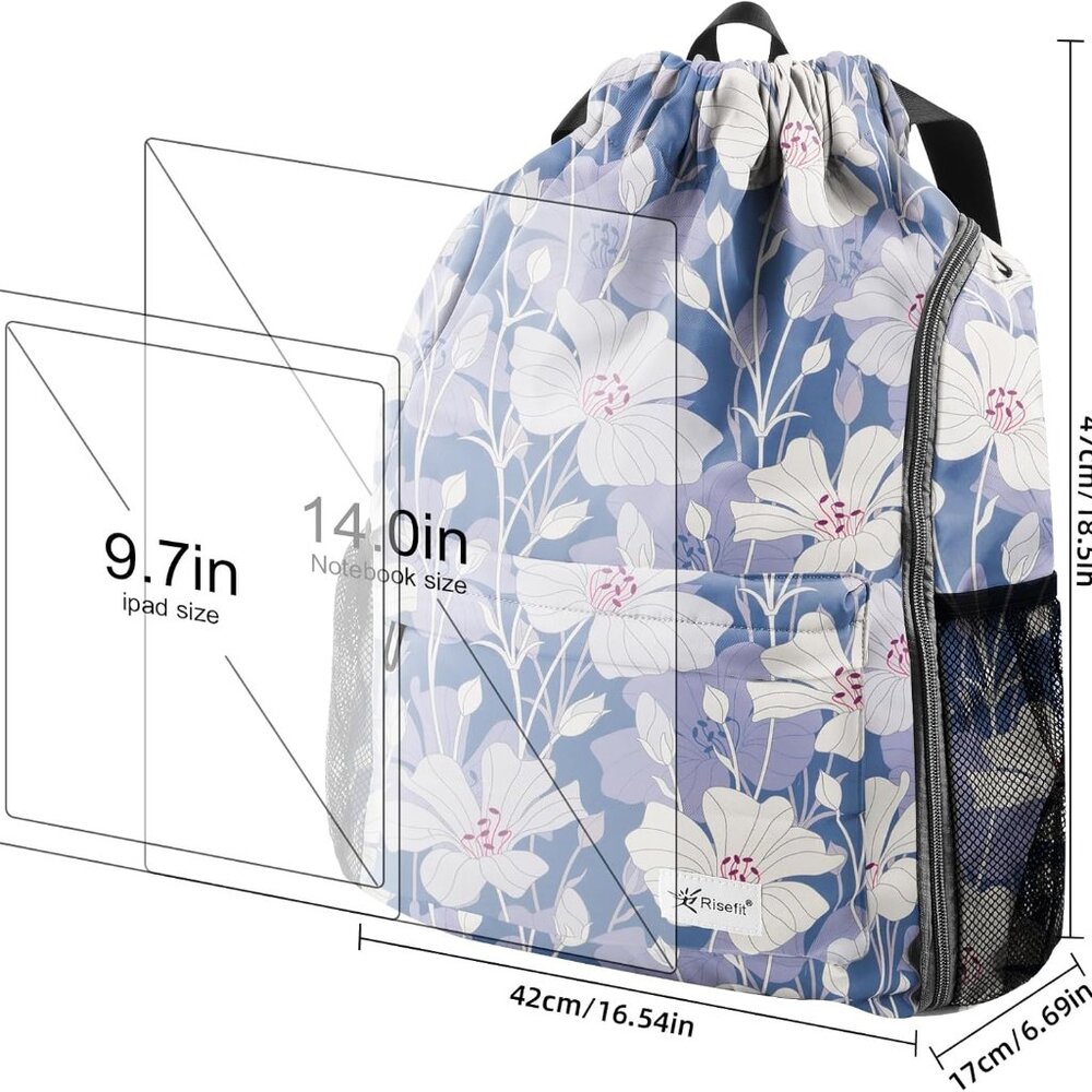 Drawstring Backpack With Mesh Pockets String Gym … - image 7